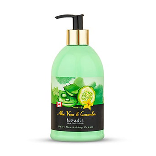 کرم مرطوب کننده آلوئه ورا و خیار پمپی 500 میل نیوتیس|Newtis Aloevera And Cucumber Nourishi