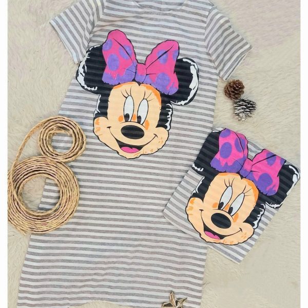 ساحلی زنانه طرح میکی از جنس ویسکوز با جیب کاربردی