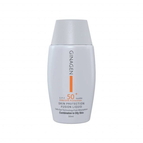 ضد آفتاب فیوژن واتر بی رنگ SPF 50 ژیناژن مناسب پوست چرب و مختلط حجم 50 میلی لیتر