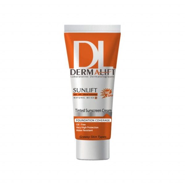 کرم ضد آفتاب رنگی درمالیفت مدل SPF50 محافظ UVA ،UVB، ضد آب، مناسب پوست چرب شماره 2 حجم 40