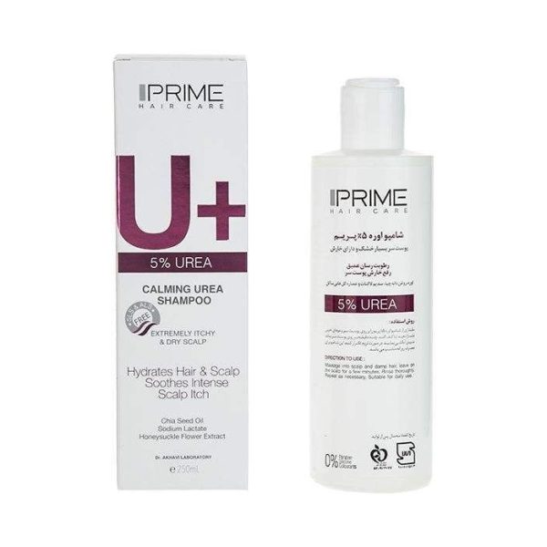 شامپو اوره 5 درصد پرایم مدل +U برای پوست سر خشک و خارش دار