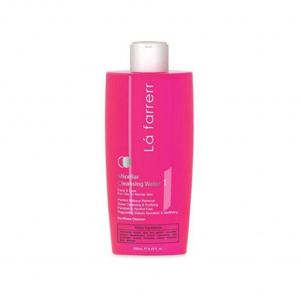 محلول پاک کننده آرایش لافارر مناسب پوست چرب و معمولی کد 1 حجم 250 میلی لیتر